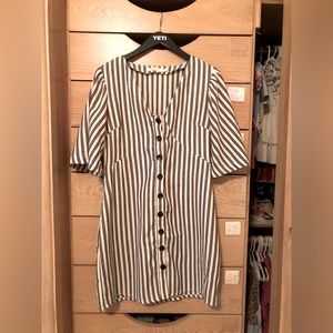 Millibon size L brown striped button detail dress